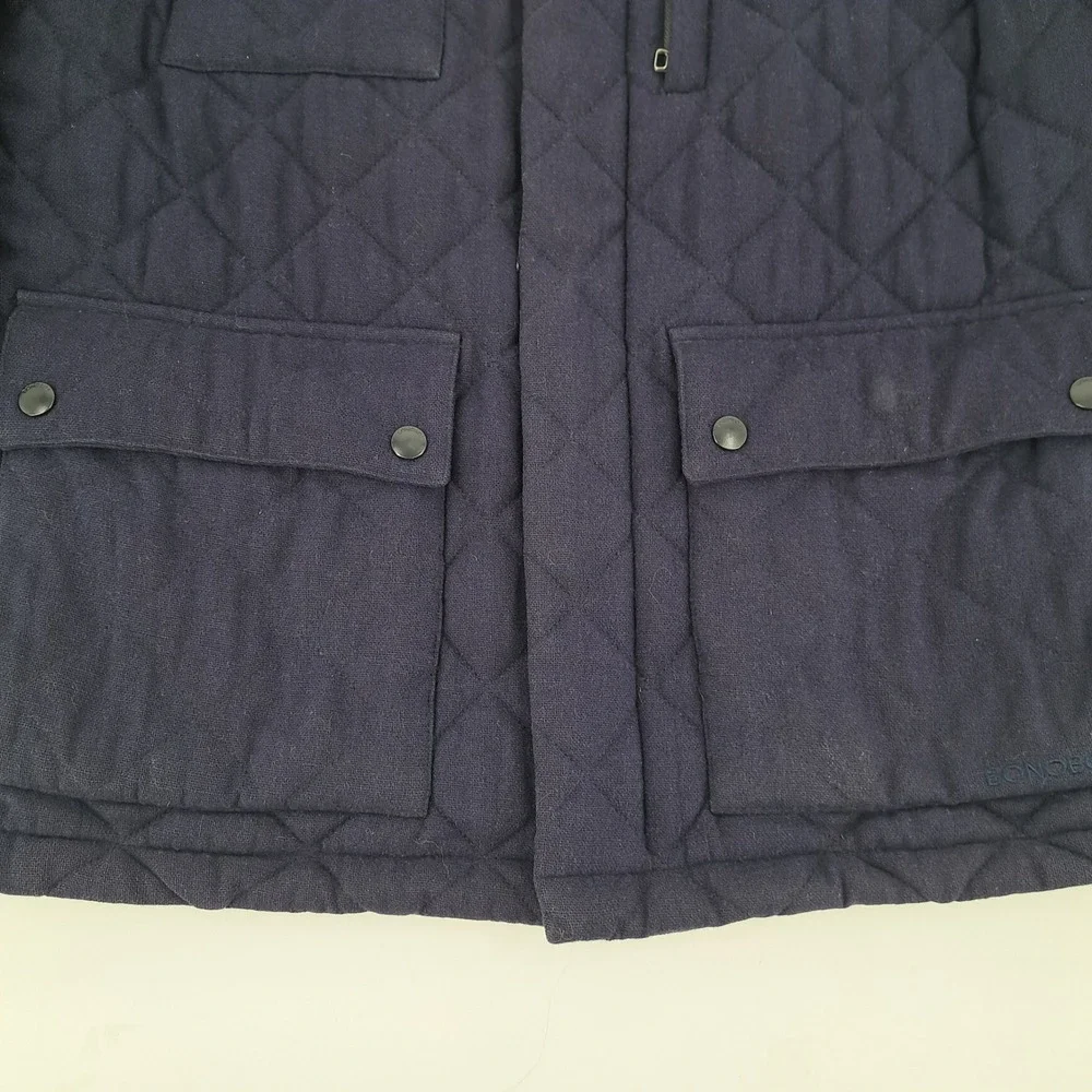 Bonobos Jacket Mens Large Blue Diamond Quilted Full Zip Wool Blend Barn Coat
